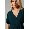 Luxury Elegant V-Neckline Puff Sleeve Solid Color Ruffle Tight Waist Dress