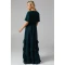 Luxury Elegant V-Neckline Puff Sleeve Solid Color Ruffle Tight Waist Dress