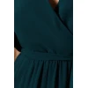 Luxury Elegant V-Neckline Puff Sleeve Solid Color Ruffle Tight Waist Dress
