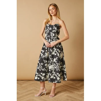 Daily Sample Bandeau Neckline Backless High Waist Floral Print Casual Dress
