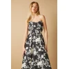 Daily Sample Bandeau Neckline Backless High Waist Floral Print Casual Dress