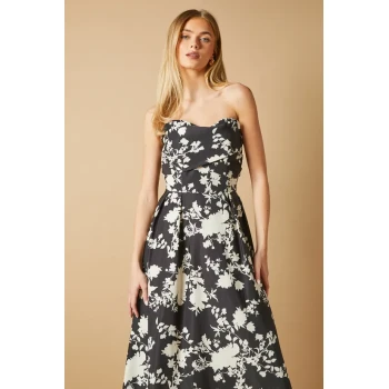 Daily Sample Bandeau Neckline Backless High Waist Floral Print Casual Dress