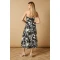 Daily Sample Bandeau Neckline Backless High Waist Floral Print Casual Dress