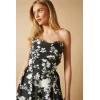 Daily Sample Bandeau Neckline Backless High Waist Floral Print Casual Dress