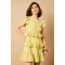 Sample Daily Round Neckline Short Sleeve Cut Out  Solid Color Embroidered Tiered Dress