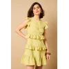 Sample Daily Round Neckline Short Sleeve Cut Out Solid Color Embroidered Tiered Dress
