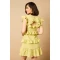 Sample Daily Round Neckline Short Sleeve Cut Out  Solid Color Embroidered Tiered Dress