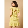 Sample Daily Round Neckline Short Sleeve Cut Out Solid Color Embroidered Tiered Dress