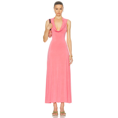 Customized Deep V neck High quality Elegant Exquisite Fashionable Hot Sale Woman's Long Dress