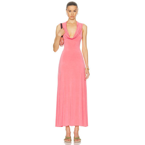 Customized Deep V neck High quality Elegant Exquisite Fashionable Hot Sale Woman's Long Dress