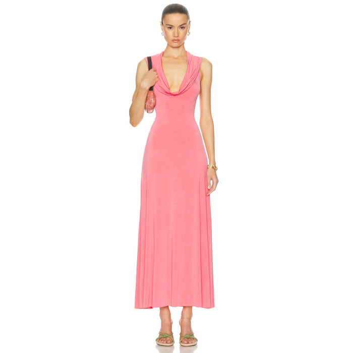 Customized Deep V neck High quality Elegant Exquisite Fashionable Hot Sale Woman's Long Dress