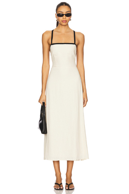 Ladies Camisole Square neckline High quality Backless Sleeveless Elegant Midi Dress