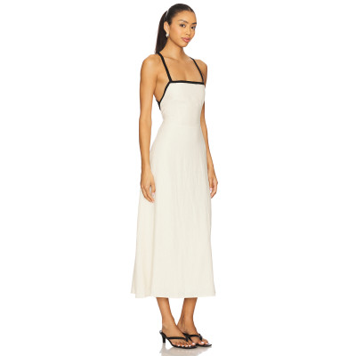 Ladies Camisole Square neckline High quality Backless Sleeveless Elegant Midi Dress