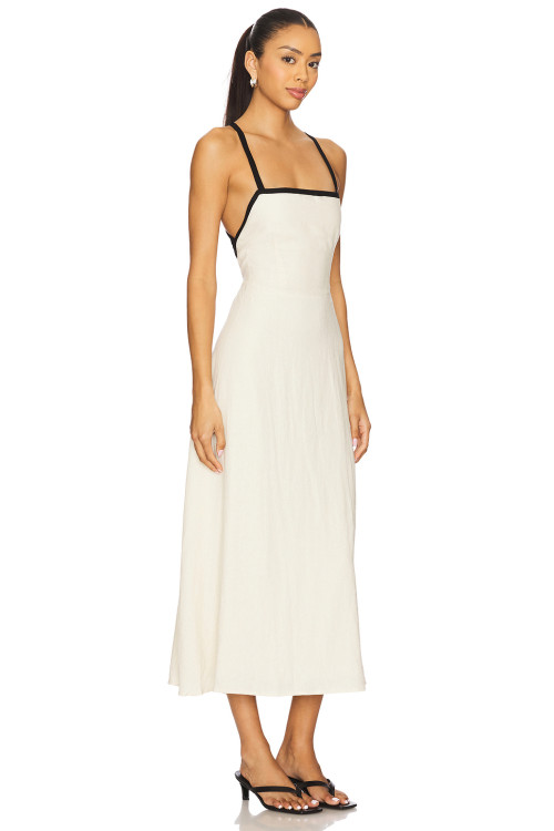 Ladies Camisole Square neckline High quality Backless Sleeveless Elegant Midi Dress