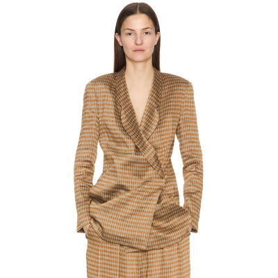 V neckline High quality Business style Flowy Long sleeves Woman's checkered Jacket