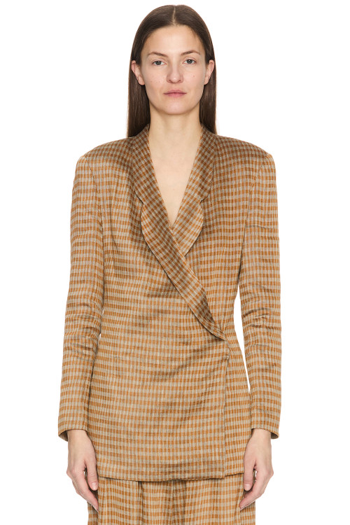 V neckline High quality Business style Flowy Long sleeves Woman's checkered Jacket