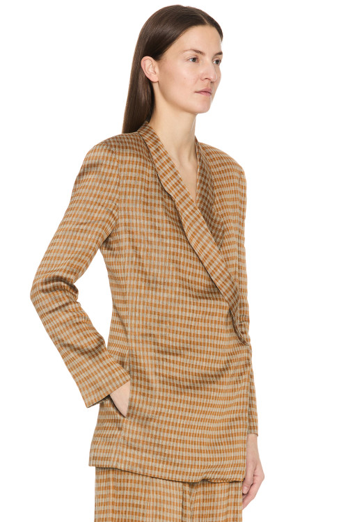 V neckline High quality Business style Flowy Long sleeves Woman's checkered Jacket