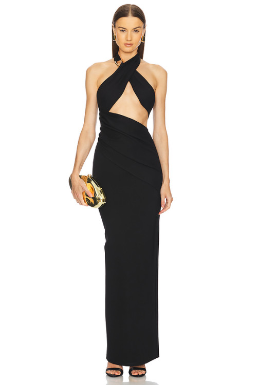 New fashion High quality Halter neckline Backless Sleeveless Cut out Woman's Long Dress