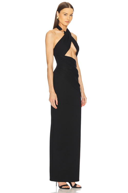 New fashion High quality Halter neckline Backless Sleeveless Cut out Woman's Long Dress