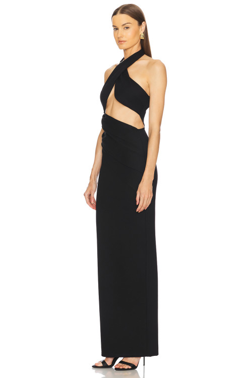 New fashion High quality Halter neckline Backless Sleeveless Cut out Woman's Long Dress
