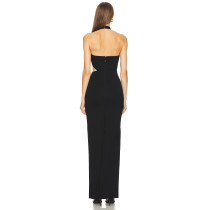 New fashion High quality Halter neckline Backless Sleeveless Cut out Woman's Long Dress