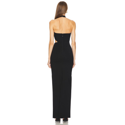 New fashion High quality Halter neckline Backless Sleeveless Cut out Woman's Long Dress