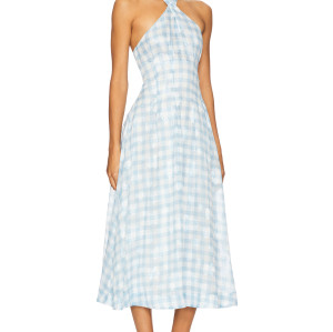 Romantic Elegant High quality Halter neckline Backless Sleeveless Woman's Midi Dress