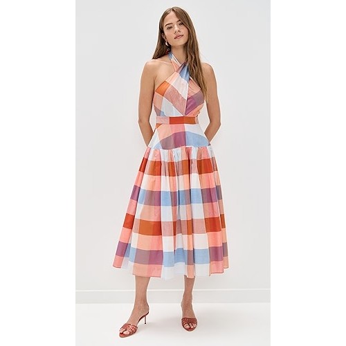 Romantic Freedom Halter neckline Backless Sleeveless Lightweight Woman's Midi Dress