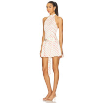 China manufacturer Stylish Halter neckline Backless Sleeveless Woman's Mini Dress