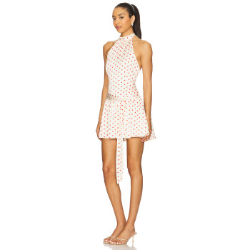 China manufacturer Stylish Halter neckline Backless Sleeveless Woman's Mini Dress