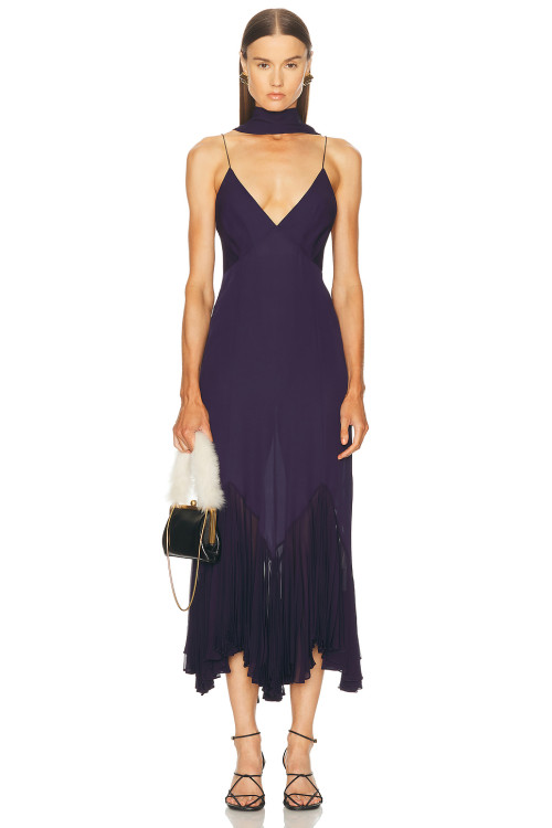 Asymmetric Hem Fluid Glamorous Timeless Ethereal Camisole Deep V neckline Woman's Midi Dress