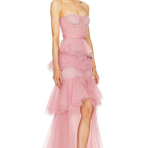 Princess style High quality Off shoulder Backless Sleeveless Woman's High low Dress