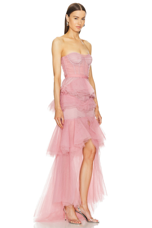 Princess style High quality Off shoulder Backless Sleeveless Woman's High low Dress