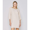 Embellished Trim Smooth Flowy Beige Backless V shaped High quality Woman's Mini Dress