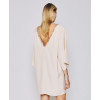 Embellished Trim Smooth Flowy Beige Backless V shaped High quality Woman's Mini Dress