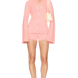 Soft Casual Chic High quality Elegant Flared sleeves Shorts Round neckline Woman's Knitted Blouses