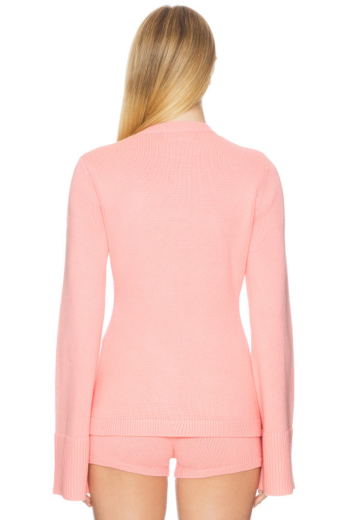 Soft Casual Chic High quality Elegant Flared sleeves Shorts Round neckline Woman's Knitted Blouses