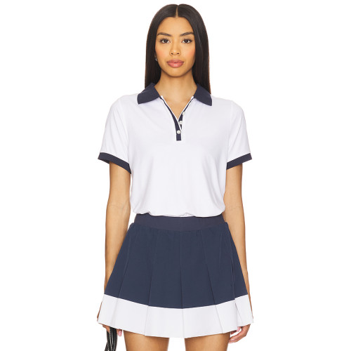 High quality Elegant Polo shirt Buttoned placket Preppy Sporty Woman's Casual Blouses