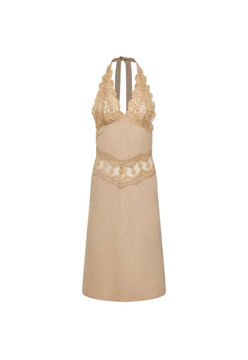 Halter neckline Stylish Lace Sleeveless Backless High quality Woman's Midi Dress
