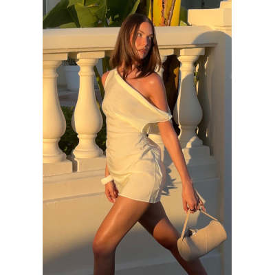 Romantic Lovely Sophisticated Stylish Sunny Elegance One shoulder Woman's Mini Dress