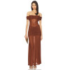 Off shoulder Sheer Elegant Glamorous Sleek Flowy Sexy Delicate Woman's Long Dress