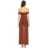 Off shoulder Sheer Elegant Glamorous Sleek Flowy Sexy Delicate Woman's Long Dress