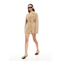 Formal Long Sleeve V neckline Double breasted Oversized Hot sale Woman's Mini Dress