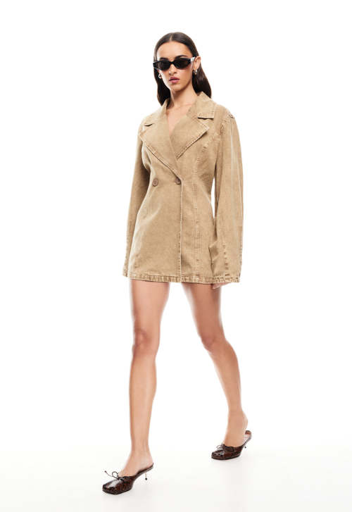 Formal Long Sleeve V neckline Double breasted Oversized Hot sale Woman's Mini Dress