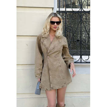 Formal Long Sleeve V neckline Double breasted Oversized Hot sale Woman's Mini Dress
