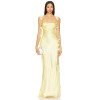 spaghetti ornamental straps open back Sleeveless silky Maxi length Woman's Long Dress