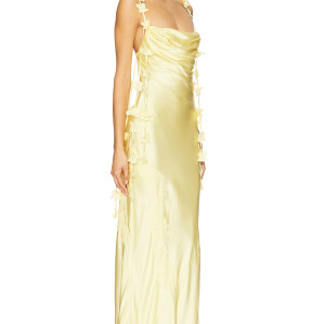 spaghetti ornamental straps open back Sleeveless silky Maxi length Woman's Long Dress