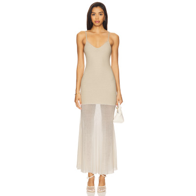 New fashion Camisole High quality Bodycon Sexy Transparency Hot sale Woman's Maxi Dress