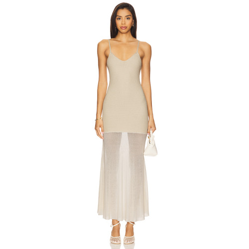 New fashion Camisole High quality Bodycon Sexy Transparency Hot sale Woman's Maxi Dress