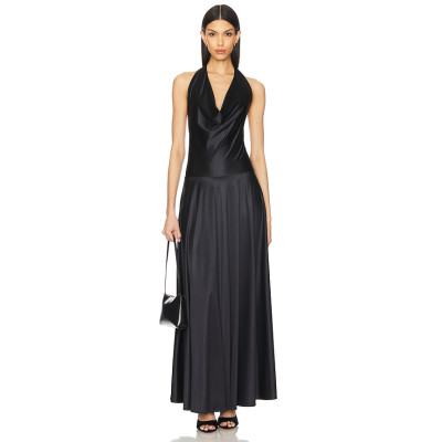 Open back High quality Sleeveless Hot sale Sexy Woman's Halter neckline Long Dress